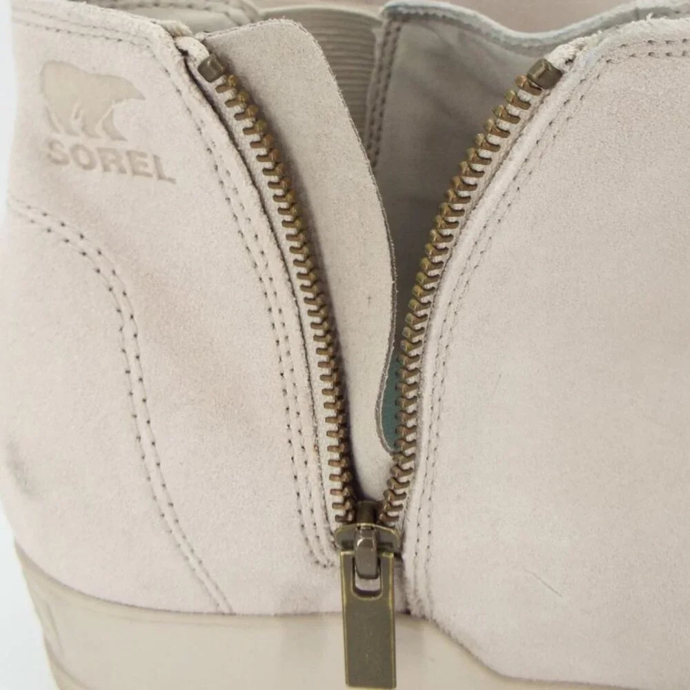 Sorel Evie II Zip Waterproof Suede Wedge Ankle Boots Size 9.5